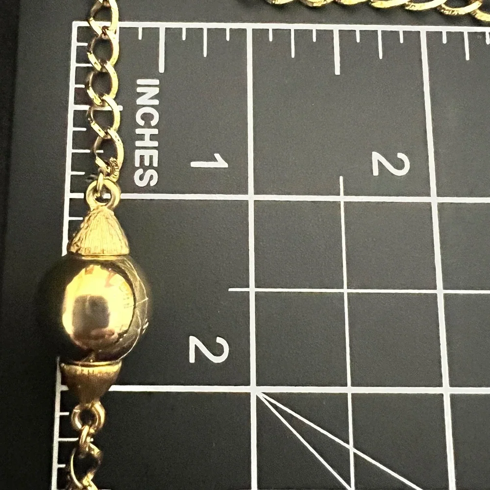 Vintage Monet Gold Tone Long Station Orb Chain Necklace 57 Inch Retro 70s‎